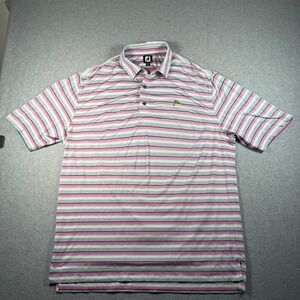 FootJoy FJ Men's XL Polo Multi‑Color Stripe Palm Tree Logo Stretch Golf